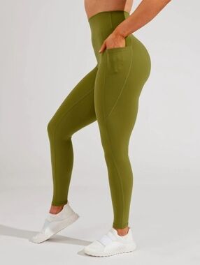 BuffBunny Rosa Olive Green High Rise Pocket Tight Leggings